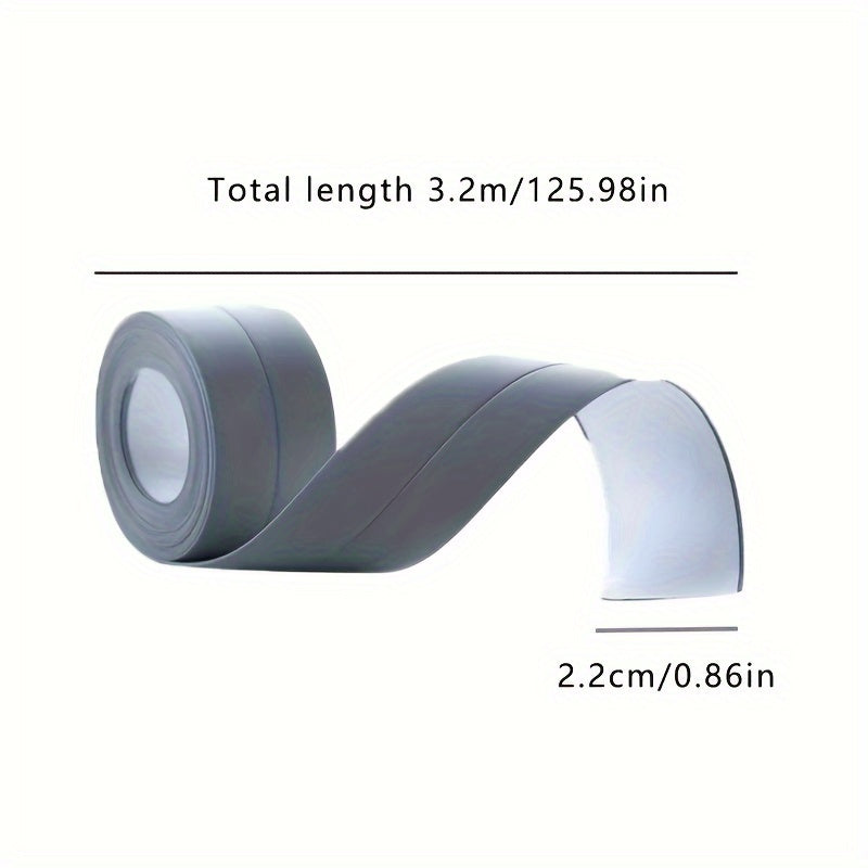 1 roll of PVC sealing strip for bathroom showers and bathtubs, self-adhesive and waterproof, 3.2m/125in in length.