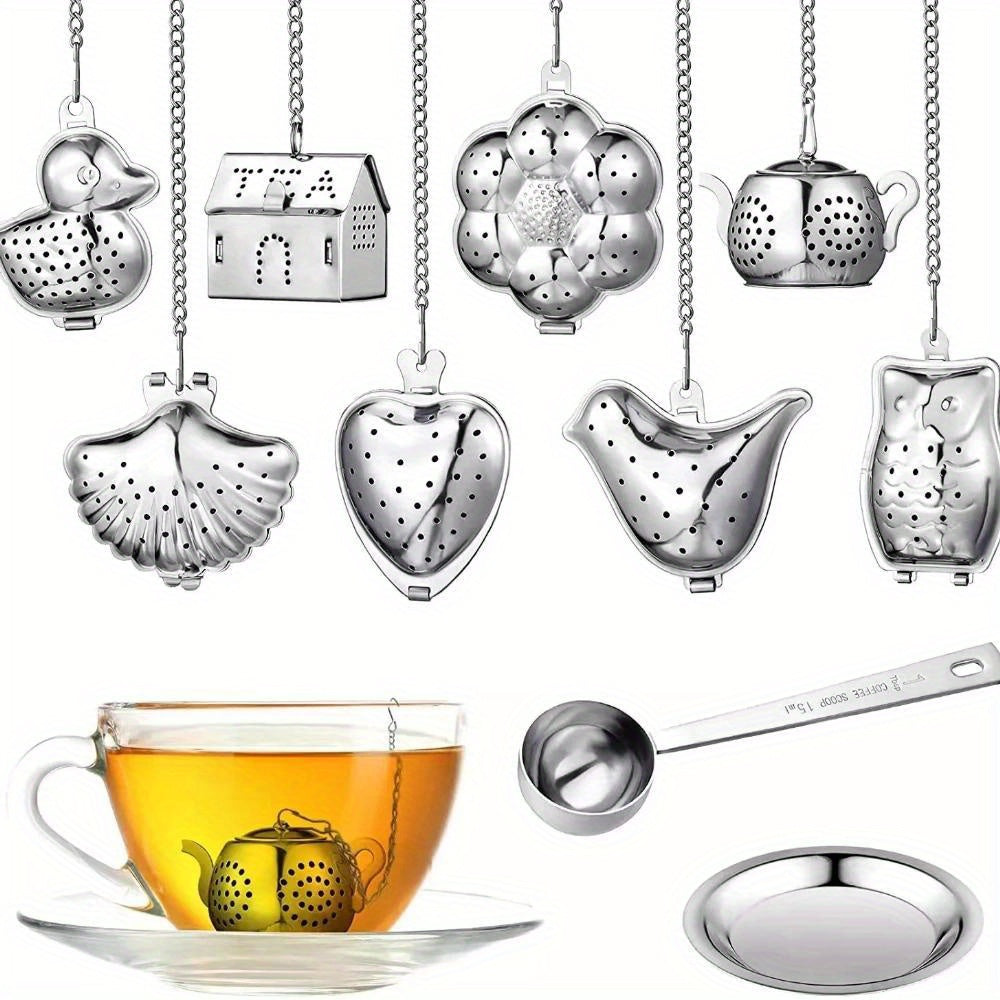 Enhance Your Tea Experience with a 2-Piece Set of Stylish Stainless Steel Tea Infusers - Beautifully Designed with Decorative Lids for Brewing Herbal & Spice Blends in Teapots, Includes Owl, Pomegranate, Cactus, Fish, and Other Unique Designs - Ideal Tea