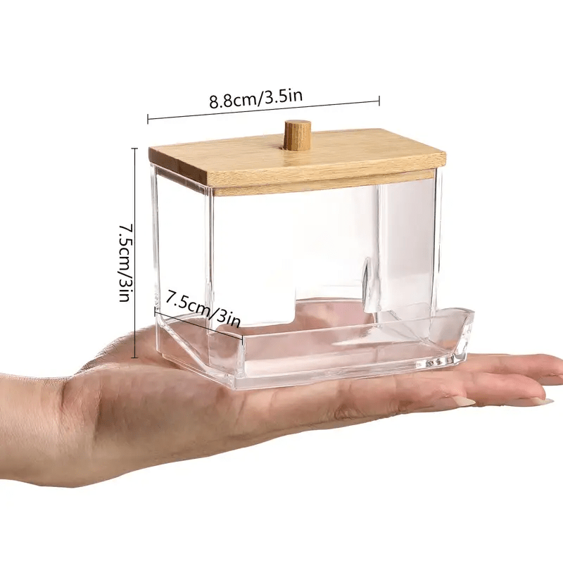 Transparent swab box, leak-proof bathroom jar for storing jewelry, and plastic makeup organizer.