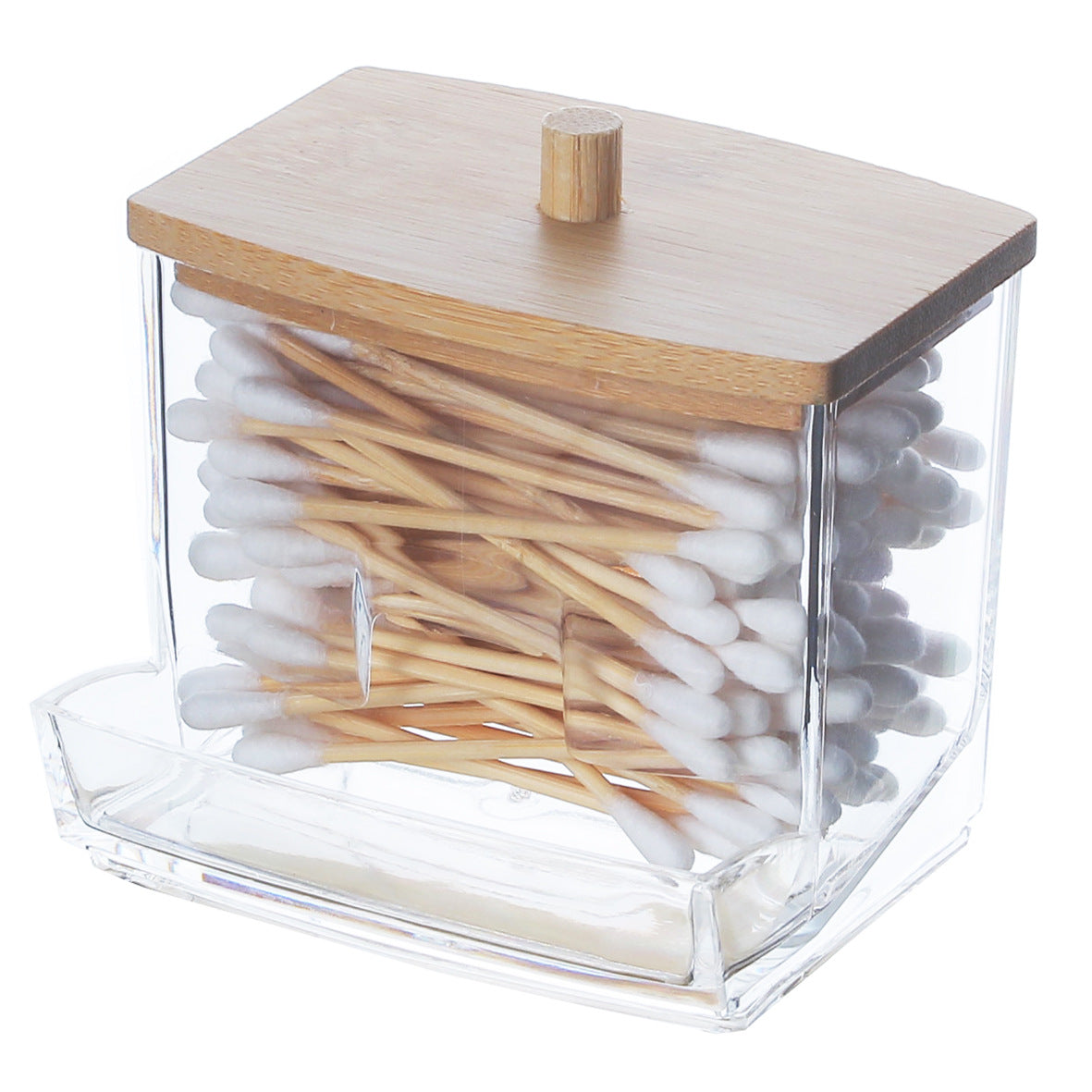 Transparent swab box, leak-proof bathroom jar for storing jewelry, and plastic makeup organizer.