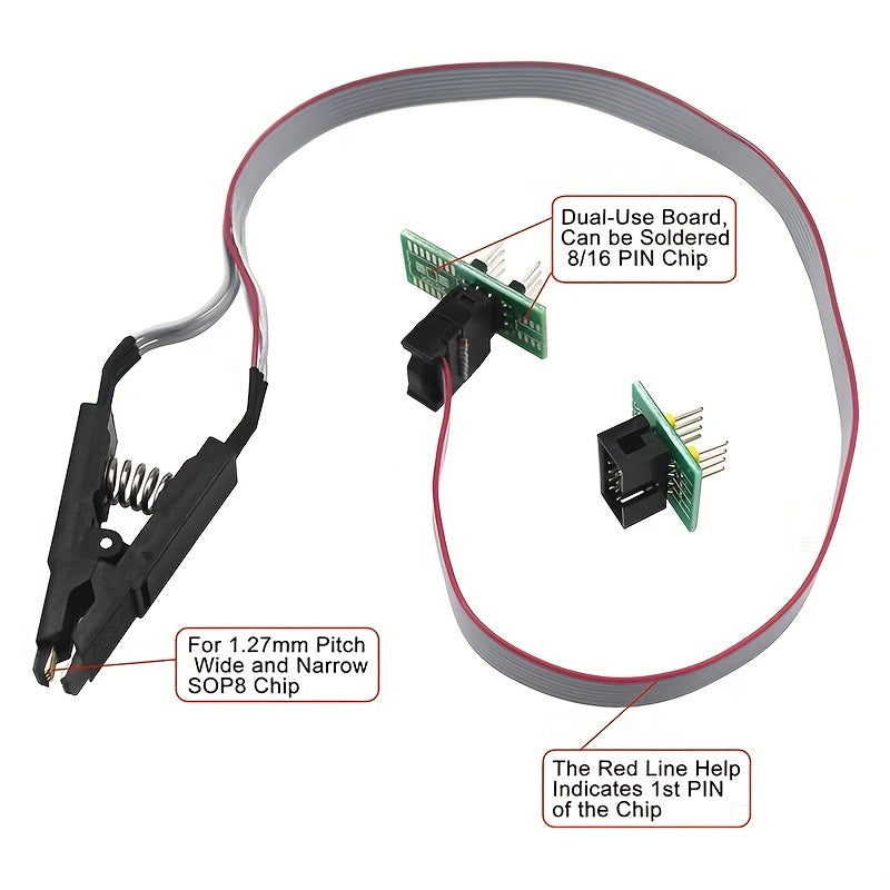 CH341A USB Programmer with SOP8 SOIC8 Test Clip for BIOS chips in 24/25 series.