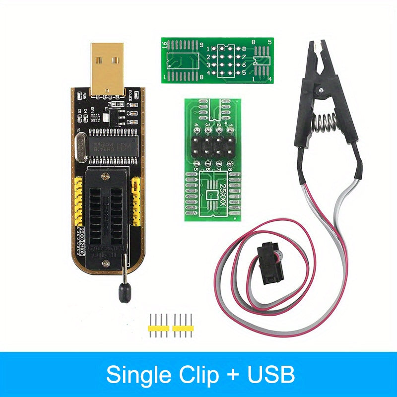 CH341A USB Programmer with SOP8 SOIC8 Test Clip for BIOS chips in 24/25 series.