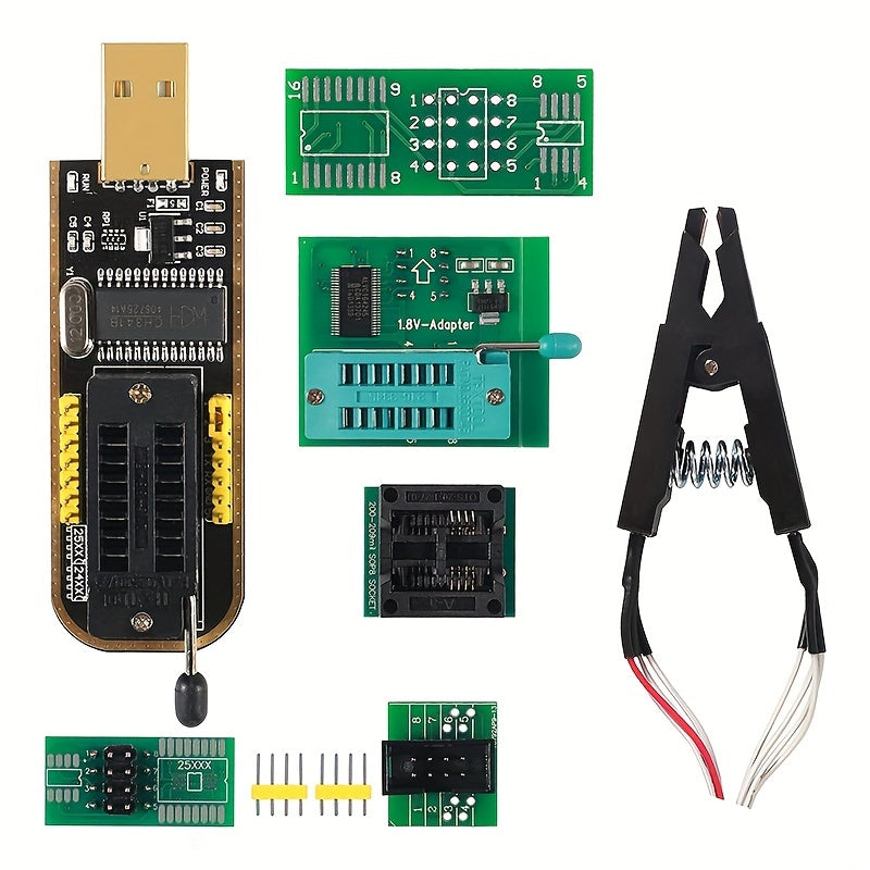 CH341A USB Programmer with SOP8 SOIC8 Test Clip for BIOS chips in 24/25 series.