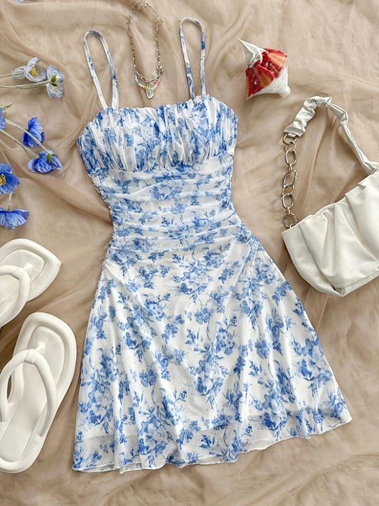 Stylish floral halter dress for women, perfect for any season.