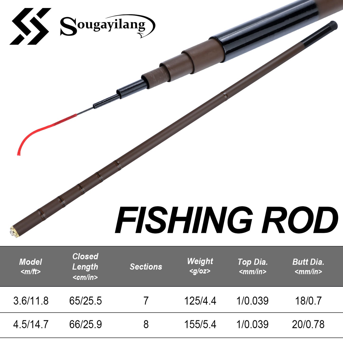 Sougayilang Stream Fishing Rod, 2.7-6.3m, Ultra-Light, Soft Tip, For Pond Fishing.