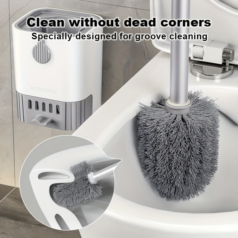 Toilet Brush Set with Wall Mount, Soft Bristles, Long Handle, Space-Saving Design, Deep Cleaning, Detachable Sink Drawer, Ideal for Home and Hotel Bathrooms, Made of Plastic, Manual Use