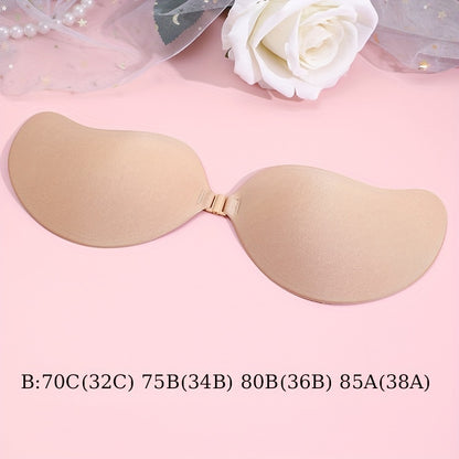 Women's Reusable Strapless Adhesive Bra - Backless Stick-On Design, Soft Silicone & Polyester, Semi-Transparent, Hand Wash Only, Black & Beige Options