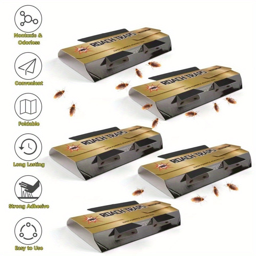 Cockroach traps available in sets of 5, 10, 15, or 20. Effective indoor infestation and home cockroach killer that is safe for pets and children.