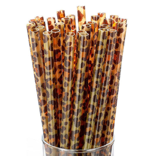 Set of 10 Reusable PP Plastic Straws featuring Fun Cartoon Designs, Available in 22.86cm and 25.91cm lengths - Premium Straws perfect for Parties and Restaurants