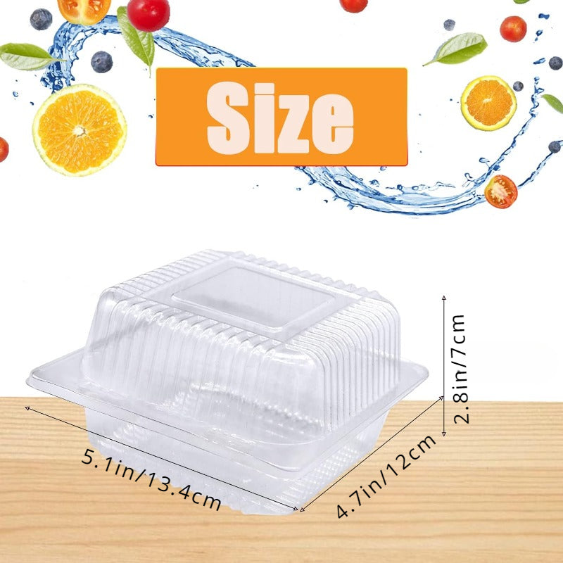 100 Pieces of Clear Plastic Takeout Containers with Fancy Hinged Top Square Clamshell Design, Ideal for Cake Desserts and Takeout Tray with Clear Lids, Perfect for Restaurant Takeaway, Picnics, and Parties. Great for Kitchen Supplies and Food Packaging.