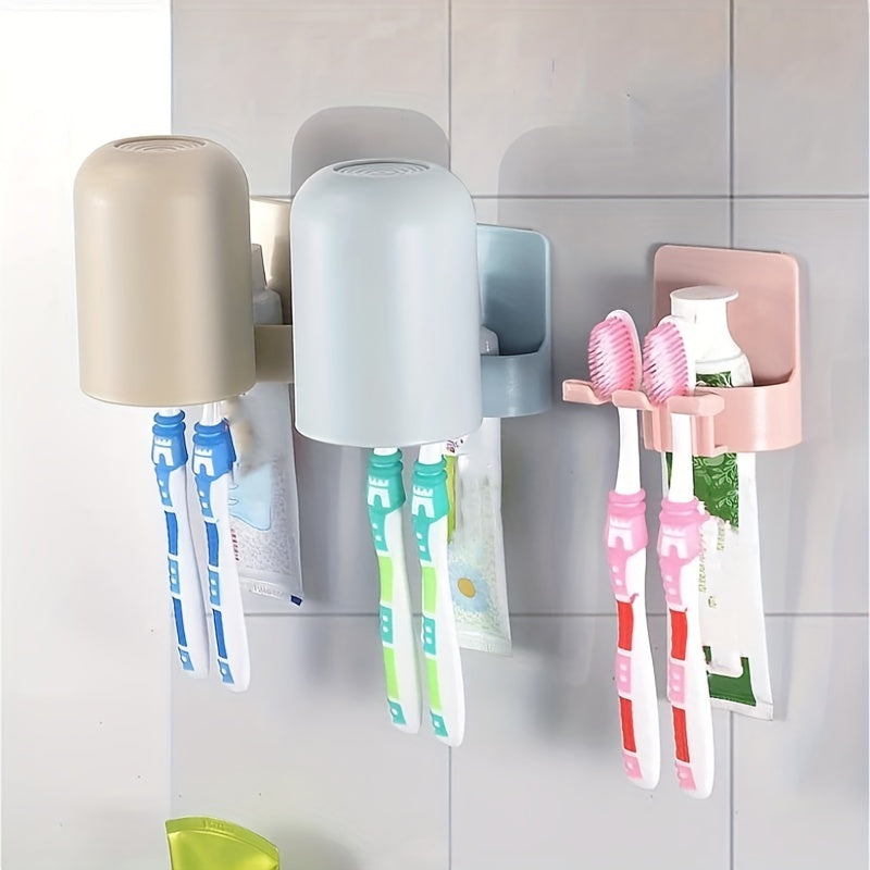 1 piece wall-mounted toothbrush holder for bathroom storage, punch-free and multifunctional. A convenient accessory for organizing toothbrushes and toothpaste in the bathroom.