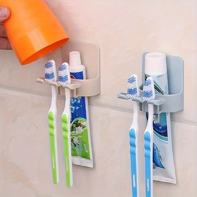 1 piece wall-mounted toothbrush holder for bathroom storage, punch-free and multifunctional. A convenient accessory for organizing toothbrushes and toothpaste in the bathroom.