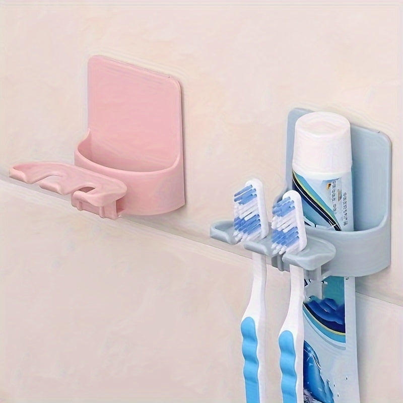 1 piece wall-mounted toothbrush holder for bathroom storage, punch-free and multifunctional. A convenient accessory for organizing toothbrushes and toothpaste in the bathroom.