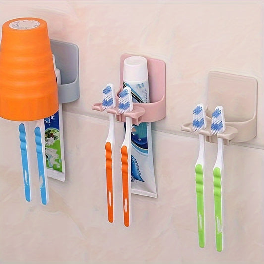 1 piece wall-mounted toothbrush holder for bathroom storage, punch-free and multifunctional. A convenient accessory for organizing toothbrushes and toothpaste in the bathroom.