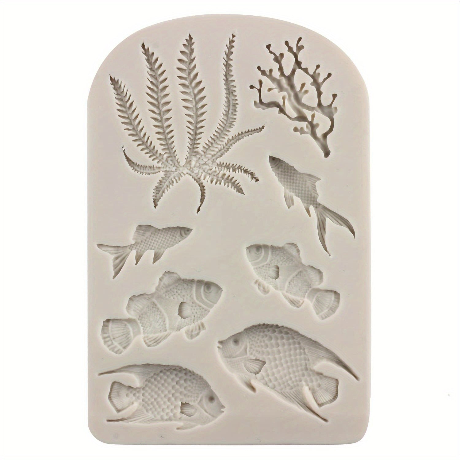 Silicone Fondant Mold, Marine Theme - Includes Seahorse, Seaweed, Sea Fish, Crab, Coral, Conch, Seashell, and Sea Turtle - Ideal for Chocolate, Candy, Cake Decorating, Gum Paste, and Polymer Clay