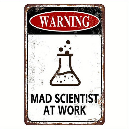 Metal laboratory sign for mad scientist home decor, perfect for chemistry classroom decorations and science plaques. Give your space a touch of humor with this funny warning laboratory metal sign.