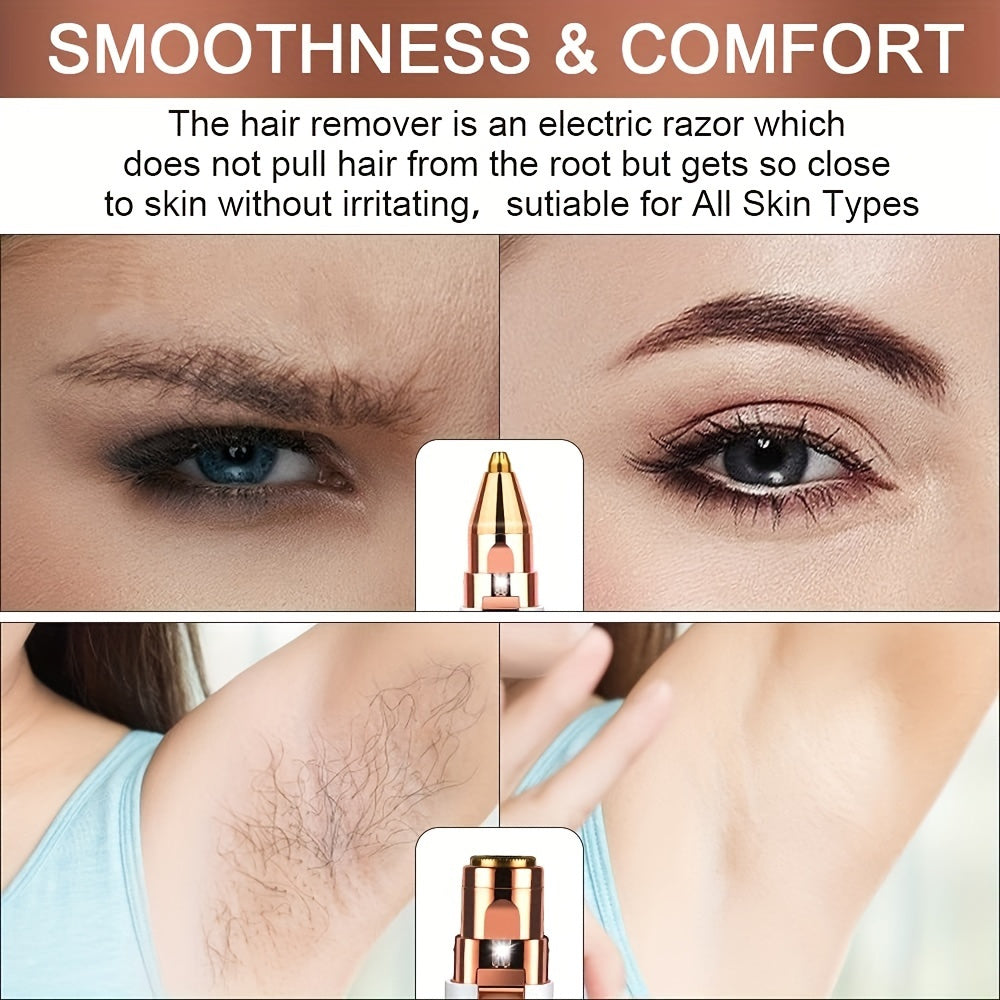 2 in 1 eyebrow trimmer for painless hair removal on eyebrows, lips, nose, body, and face specially designed for women.