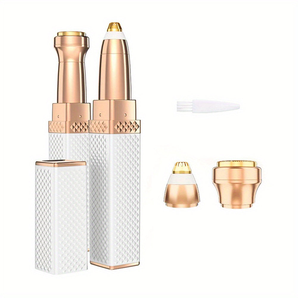 Lipstick-shaped hair remover, 2-in-1 facial hair and eyebrow epilator.