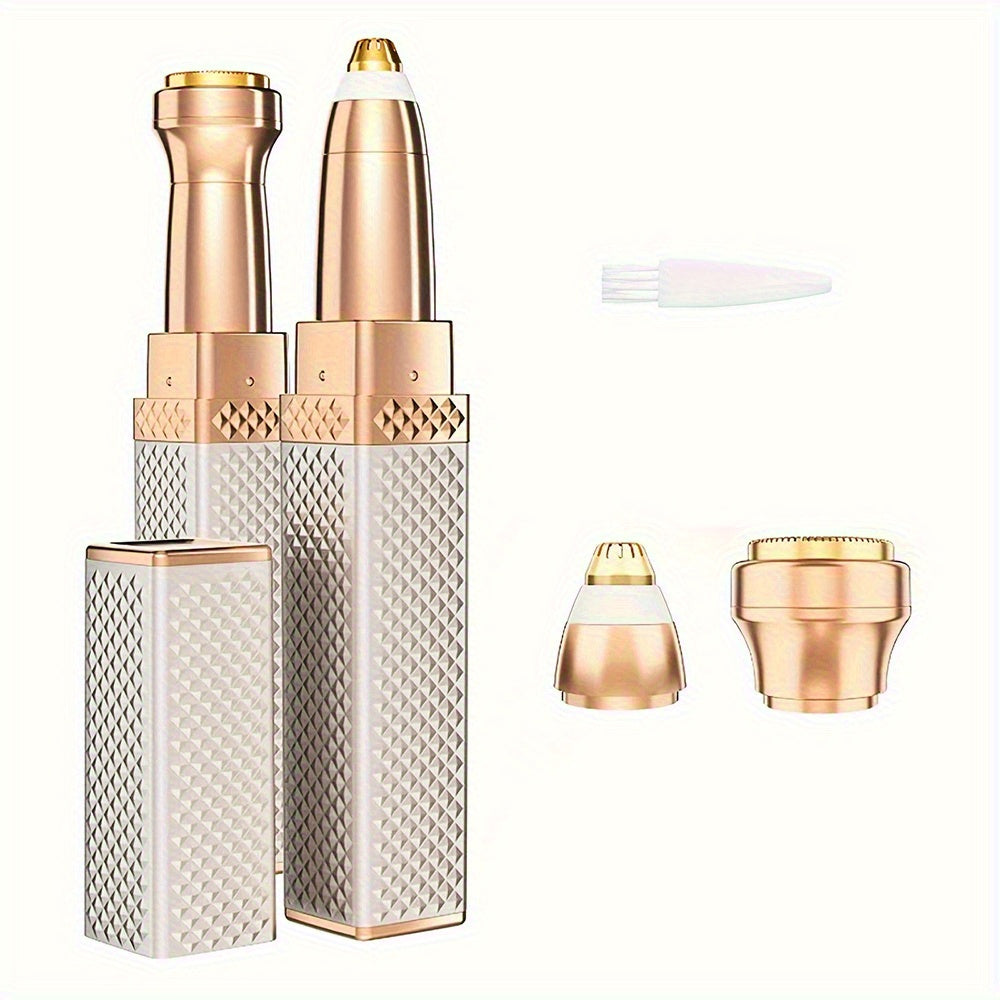 Lipstick-shaped hair remover, 2-in-1 facial hair and eyebrow epilator.