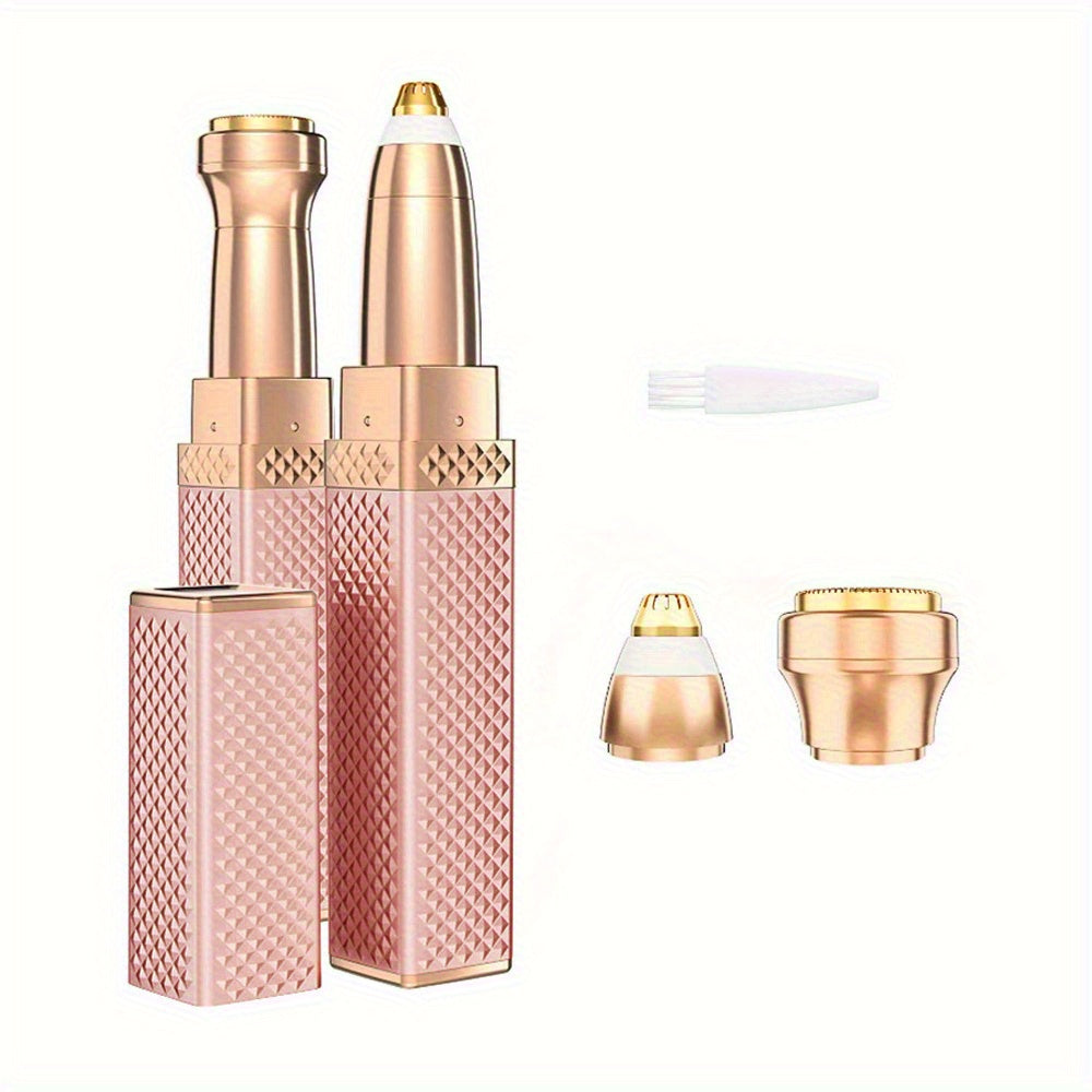 Lipstick-shaped hair remover, 2-in-1 facial hair and eyebrow epilator.