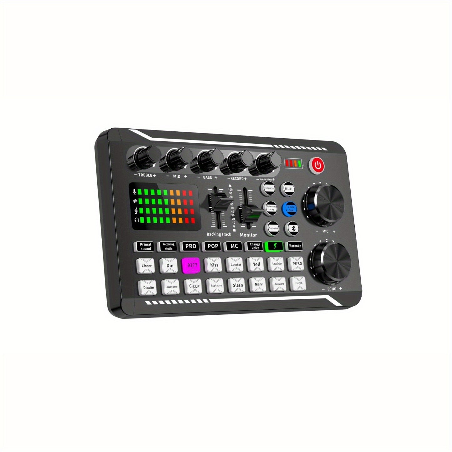 ROMOSON Professional Audio Mixer USB zaryadlash, DJ effektlari va ovoz o'zgartiruvchi, PC/Smartfon mosligi, ≤36V litiy batareyasi bilan