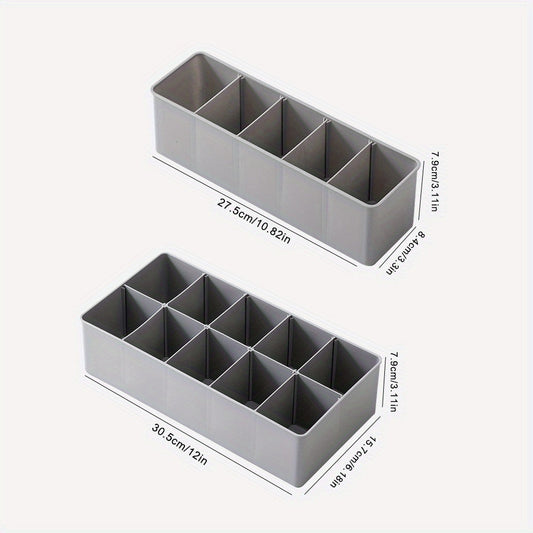 Multi-functional drawer organizer designed for organizing socks, panties, and accessories - Made of sturdy plastic with various compartments to store belts, ties, bras, and other items - Ideal for dorm rooms and bedrooms.