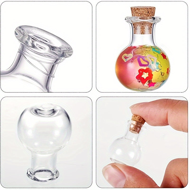 10 small glass bottles with mini cork, ideal for potions.