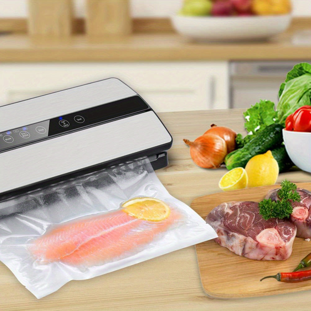 100 pieces of textured vacuum sealer bags for food packaging, household transparent airtight bags for grains, meats, fruits, and vegetables. Ideal for kitchen organization and storage, as well as a useful kitchen accessory.