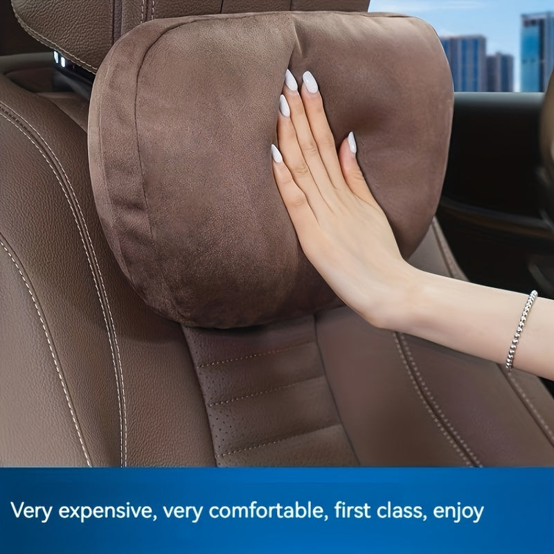 A luxurious Suede Fleece Headrest Lumbar Support Set for Car Seats - the ultimate comfort accessory for all car models.