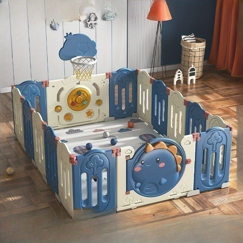 Indoor Baby Playpen Set with Foldable Design, Includes Crawling Mat and Safety Fence.