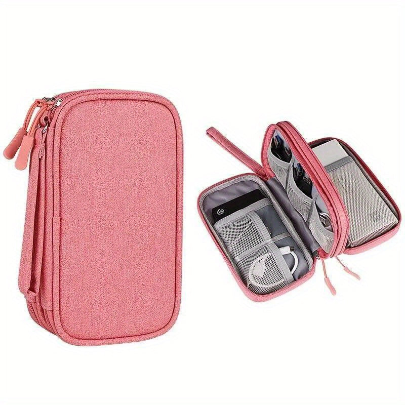 Waterproof double layers storage bag for organizing travel digital products, cables, charging accessories, passports, and documents. Perfect for Easter and Valentine's Day gifts.