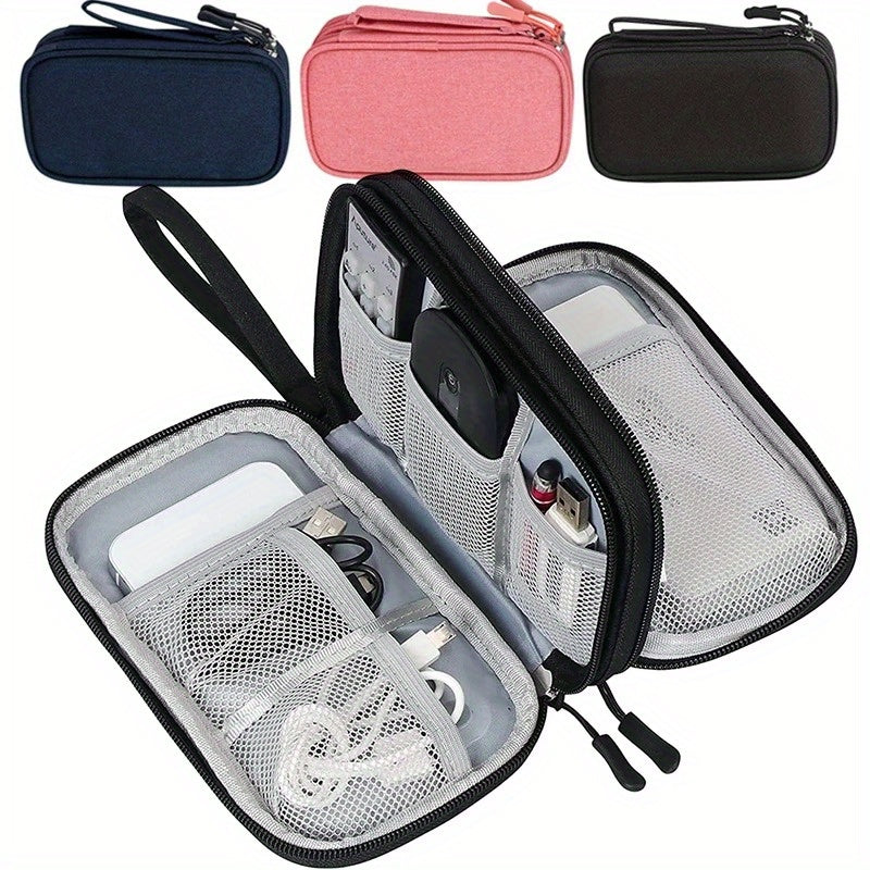 Waterproof double layers storage bag for organizing travel digital products, cables, charging accessories, passports, and documents. Perfect for Easter and Valentine's Day gifts.