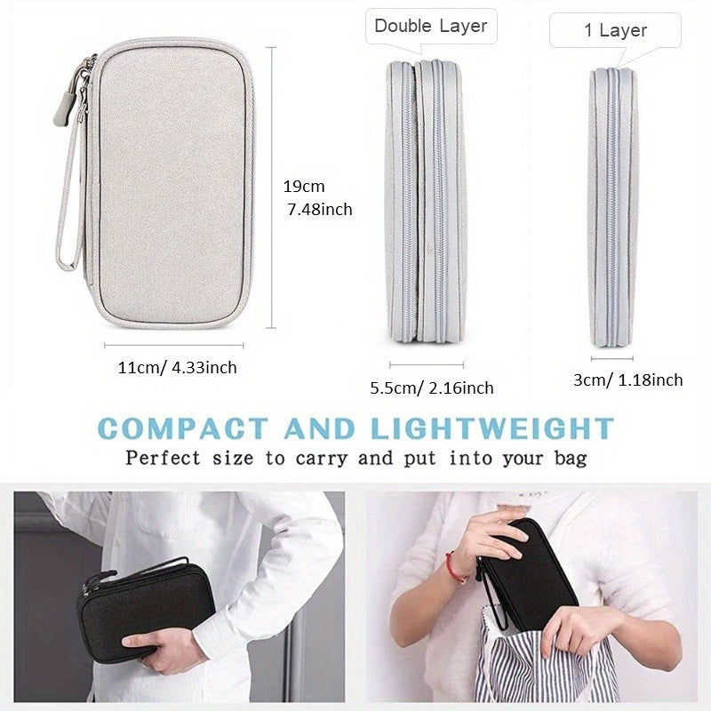 Waterproof double layers storage bag for organizing travel digital products, cables, charging accessories, passports, and documents. Perfect for Easter and Valentine's Day gifts.