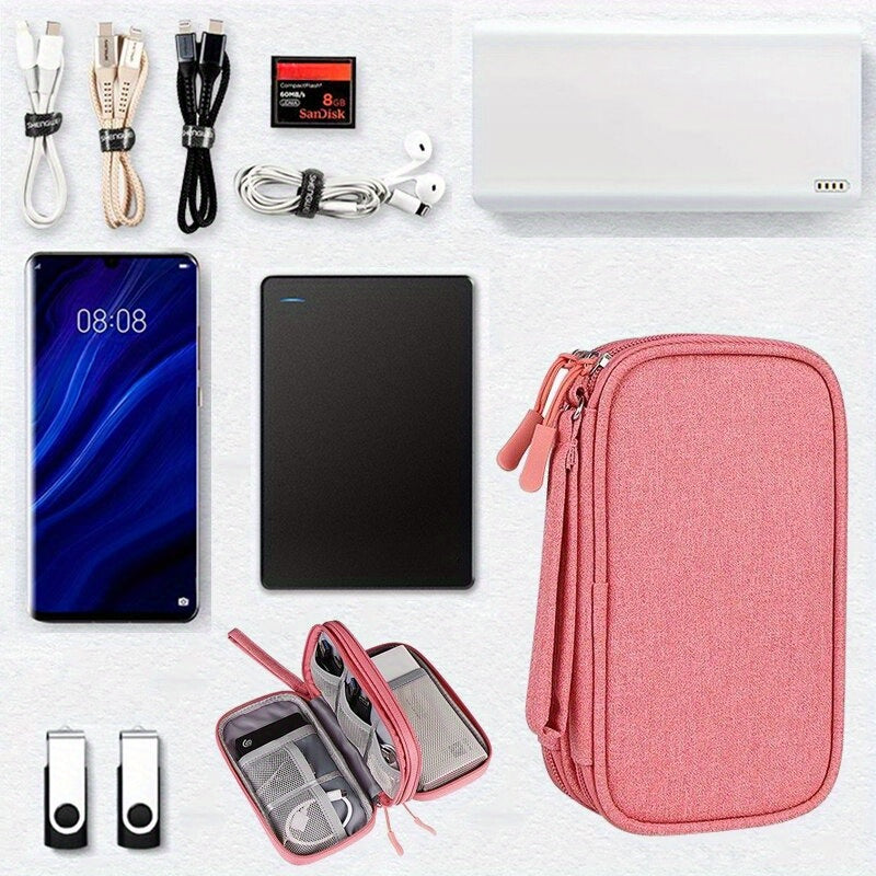 Waterproof double layers storage bag for organizing travel digital products, cables, charging accessories, passports, and documents. Perfect for Easter and Valentine's Day gifts.