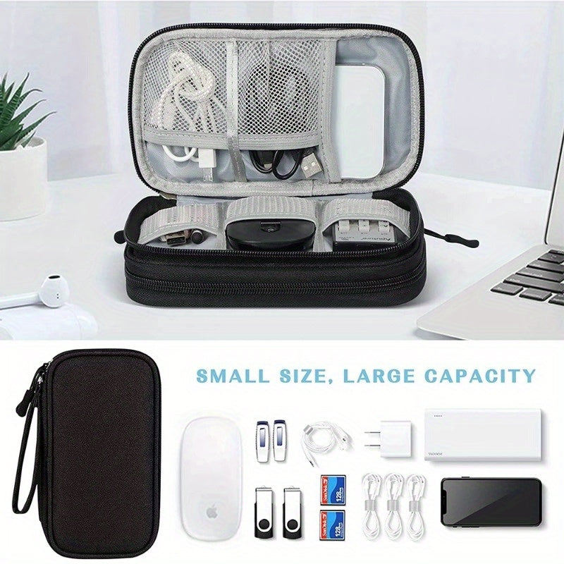 Waterproof double layers storage bag for organizing travel digital products, cables, charging accessories, passports, and documents. Perfect for Easter and Valentine's Day gifts.