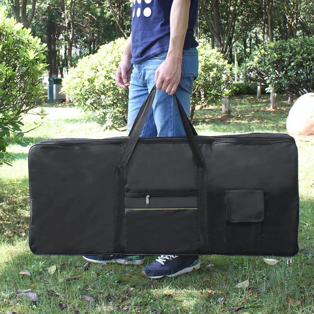 Protective storage bag for 61-key instrument keyboards, made of Oxford 600D material with thicken design. Portable, waterproof, and suitable for electronic organs.