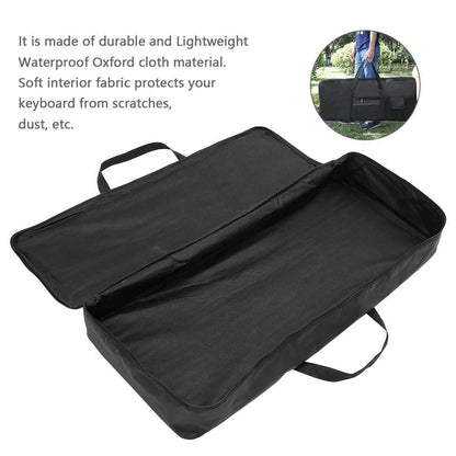 Protective storage bag for 61-key instrument keyboards, made of Oxford 600D material with thicken design. Portable, waterproof, and suitable for electronic organs.