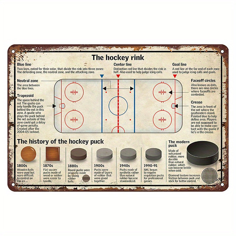 Retro Metal Tin Sign for Hockey Fans - Funny Wall Art Decor for Home with Hockey Knowledge Theme