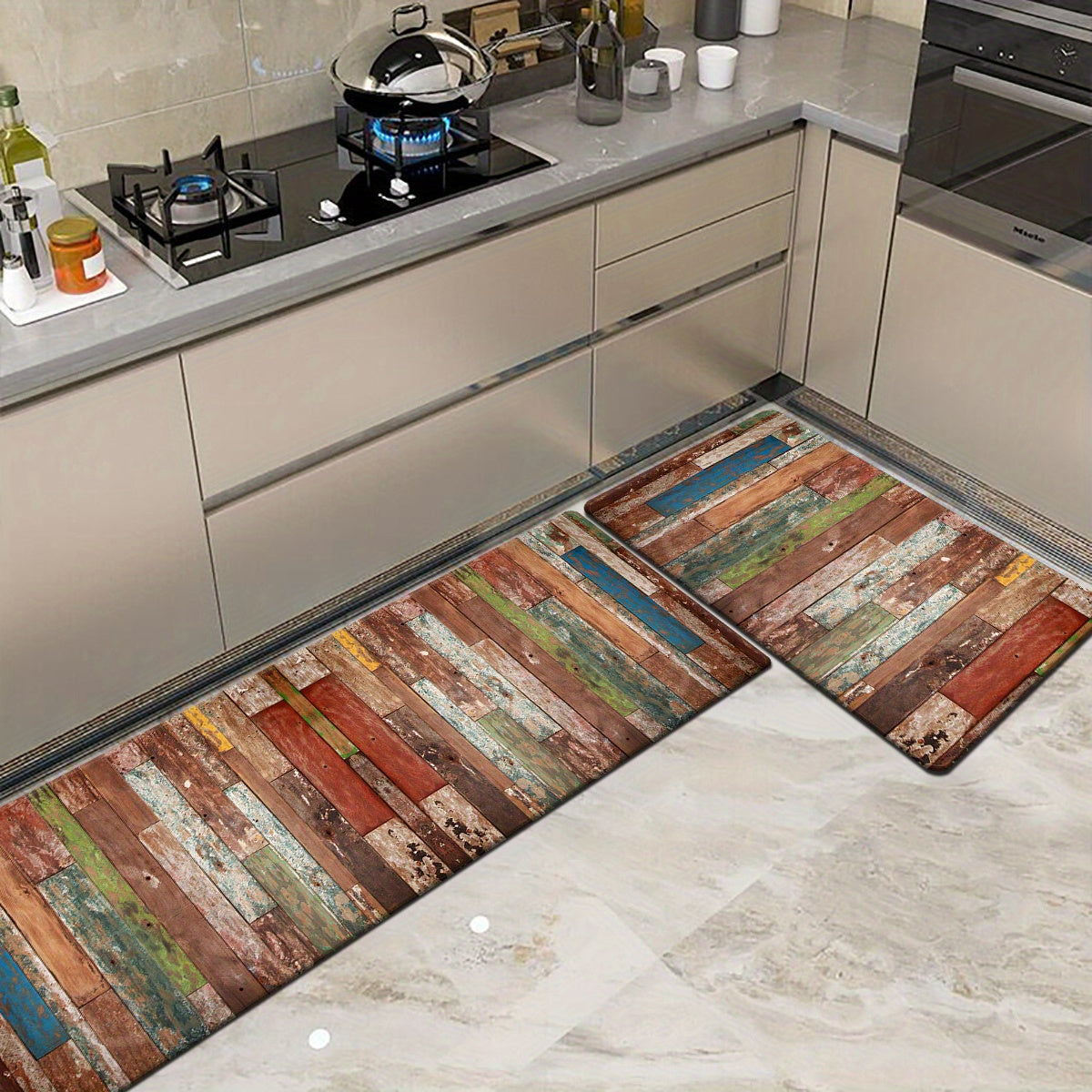 Retro-inspired Kitchen Mat with Striped Design, Soft Cushioned for Comfort, Absorbent and Non-slip Bath Pad, Ideal for Living Room, Bedroom, Sink Area, Laundry Room, and Home Entryway Decor for Spring.