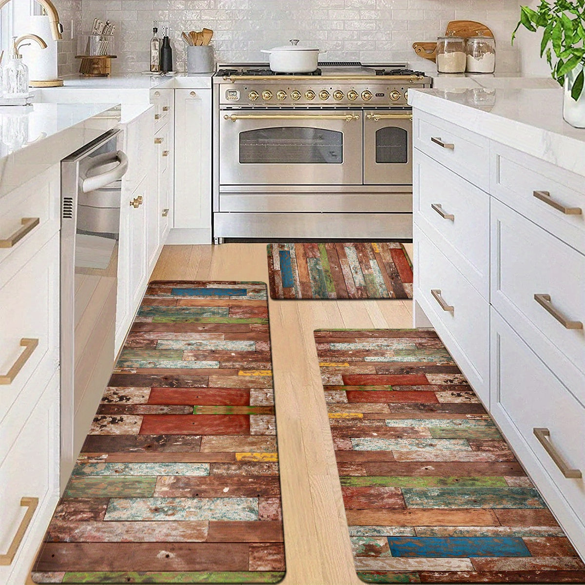 Retro-inspired Kitchen Mat with Striped Design, Soft Cushioned for Comfort, Absorbent and Non-slip Bath Pad, Ideal for Living Room, Bedroom, Sink Area, Laundry Room, and Home Entryway Decor for Spring.