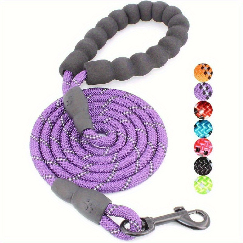 Reflective round rope leash for medium and large dogs.