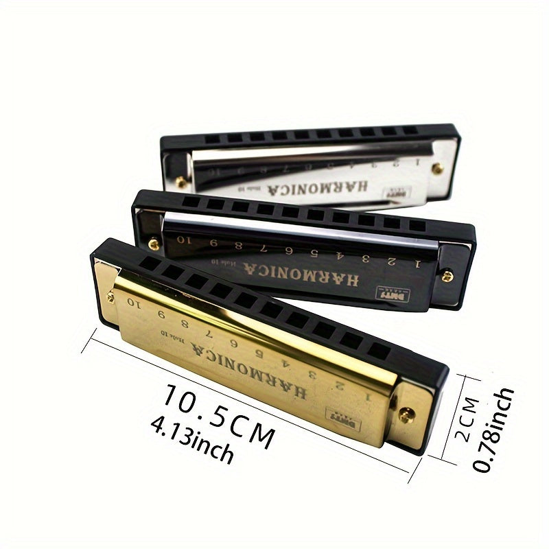 Beginner's 10-hole professional blues harmonica.