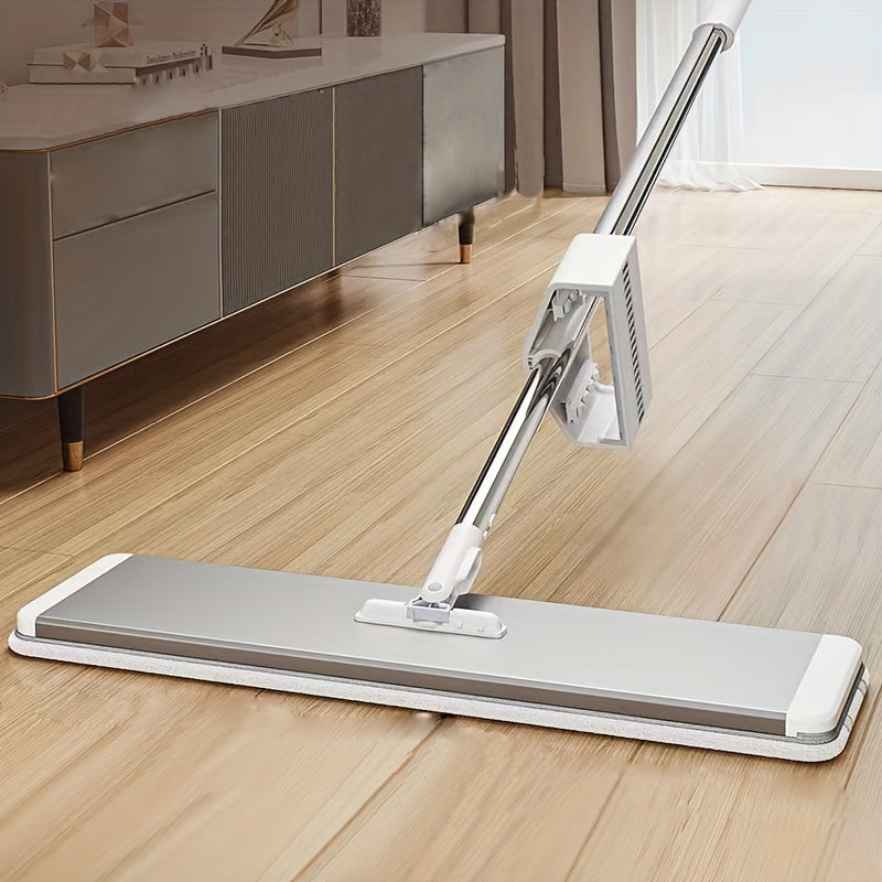 360° Easy-Clean Flat Mop with Extendable Aluminum Handle - Stainless Steel, No Missed Spots, 2 Replacement Heads Included for Easy and Efficient Home Cleaning