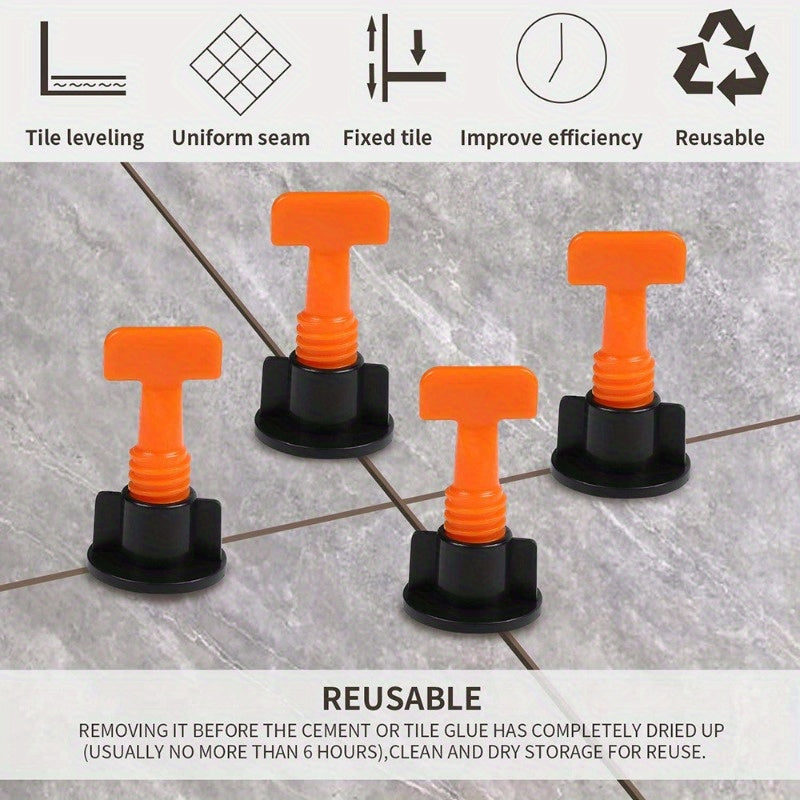 126-piece set of Reusable Tile Leveling System with Replaceable Needle Pin for Wall and Floor tiles, includes Leveler Spacer Wedge Crossers Tool, Locator Plier