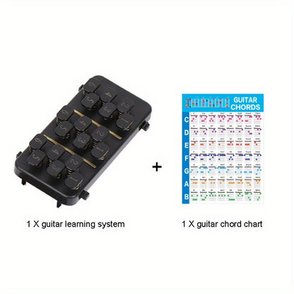 Convenient guitar chord trainer for 96.52-104.14cm folk guitars, with chord chart for easy learning and enhanced playing comfort.