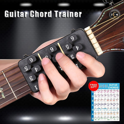 Convenient guitar chord trainer for 96.52-104.14cm folk guitars, with chord chart for easy learning and enhanced playing comfort.