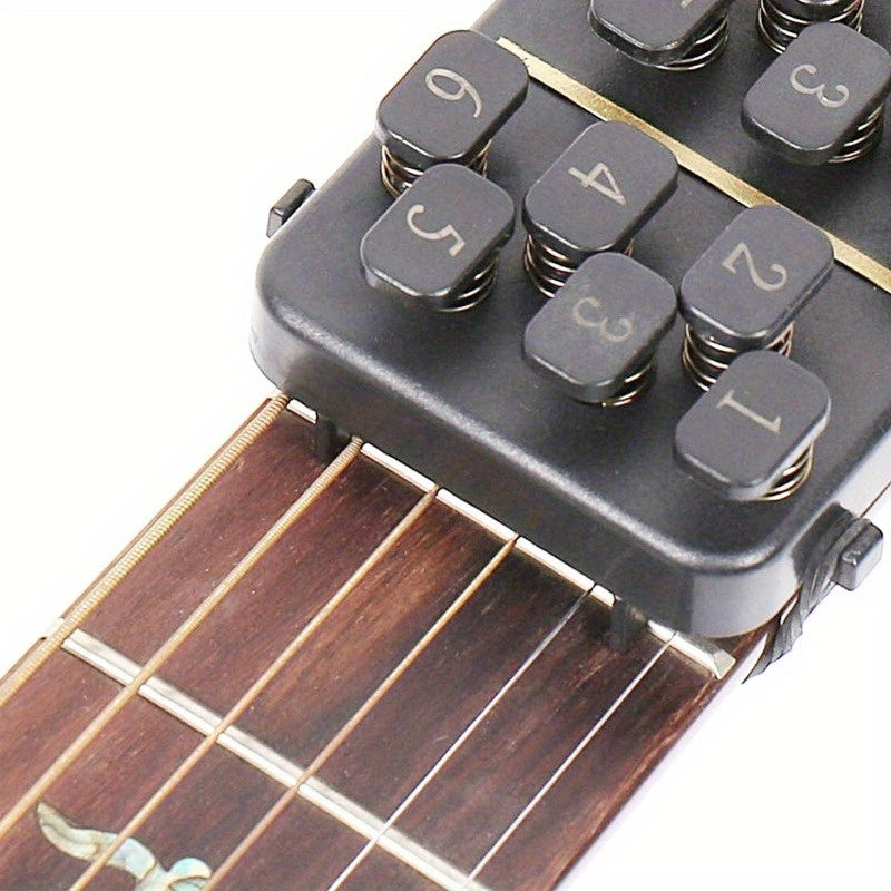 Convenient guitar chord trainer for 96.52-104.14cm folk guitars, with chord chart for easy learning and enhanced playing comfort.