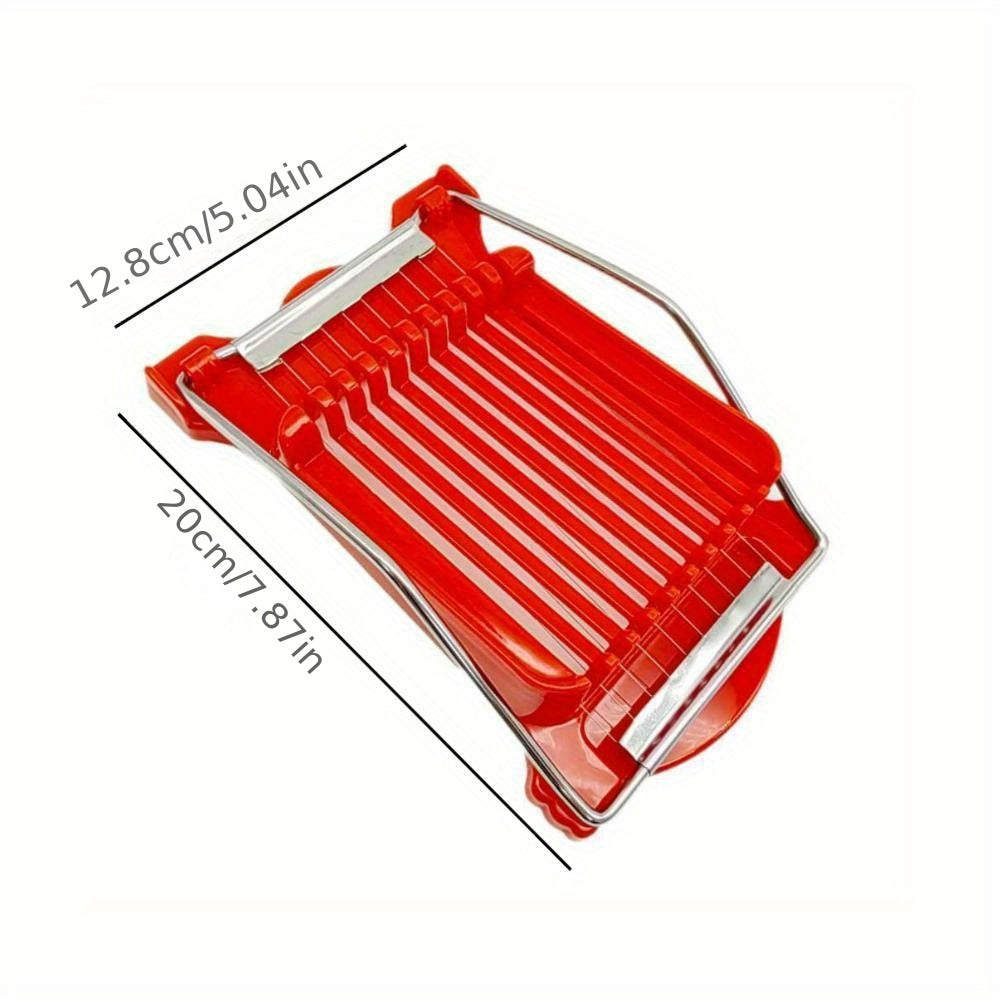 Food slicer, egg slicer, and multifunctional luncheon meat cutter in one piece. Also can be used as an egg cutter and spam slicer. Perfect for cutting fruits, onions, soft foods, roast legs, and more with 10 pieces. A versatile kitchen tool.