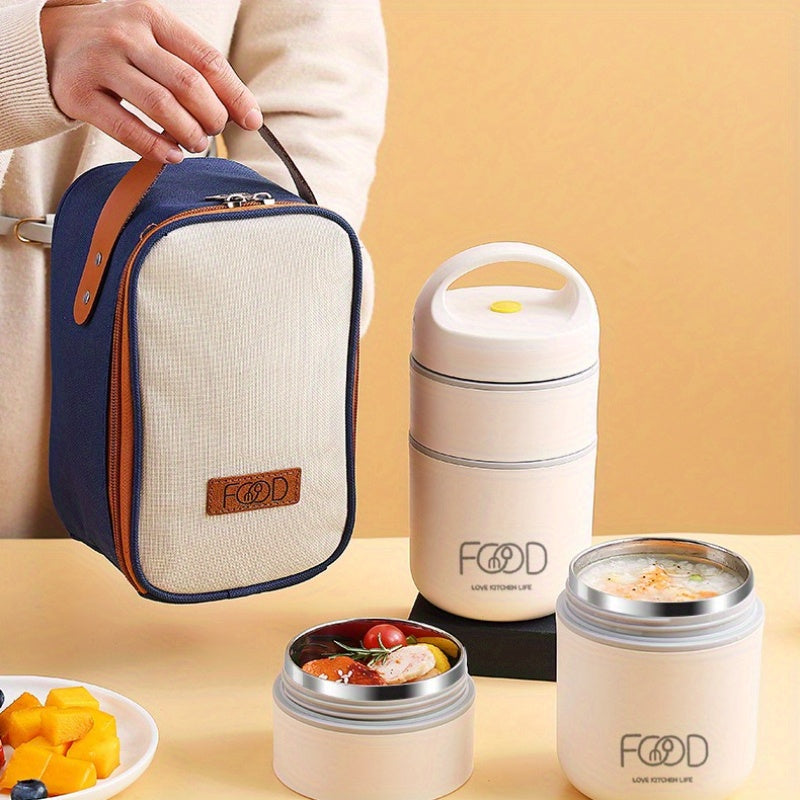 Upgrade your lunch game with this Insulated Lunch Box Set, complete with a Soup Box and Porridge Cup. Made from durable stainless steel, this portable breakfast box is perfect for outdoor activities.