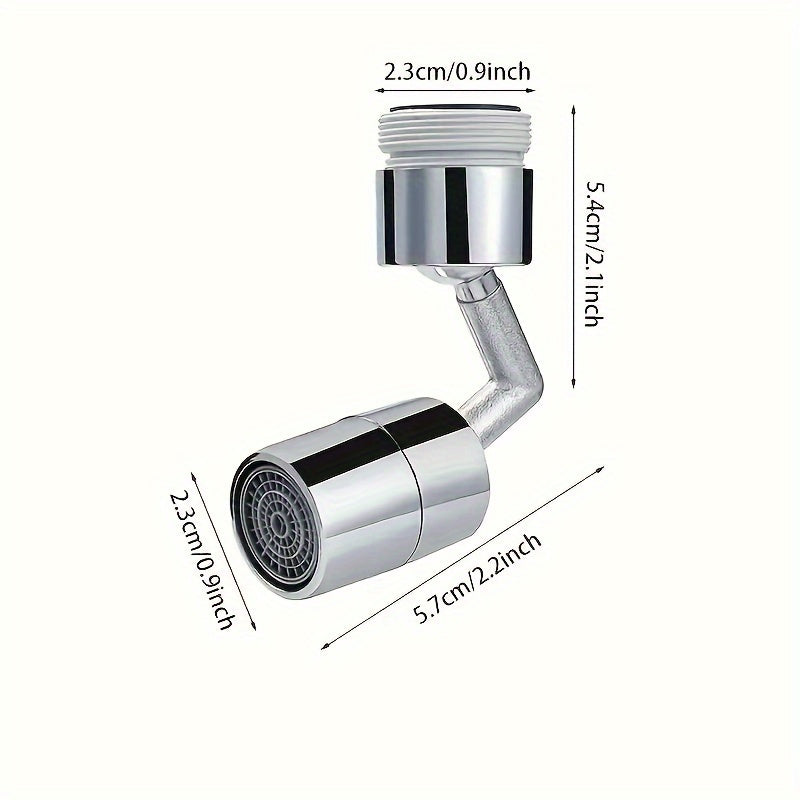 Rotating faucet sprayer attachment for kitchen sink with adjustable tap head and water-saving nozzle. Adapter included for 2.21-2.39cm faucets.